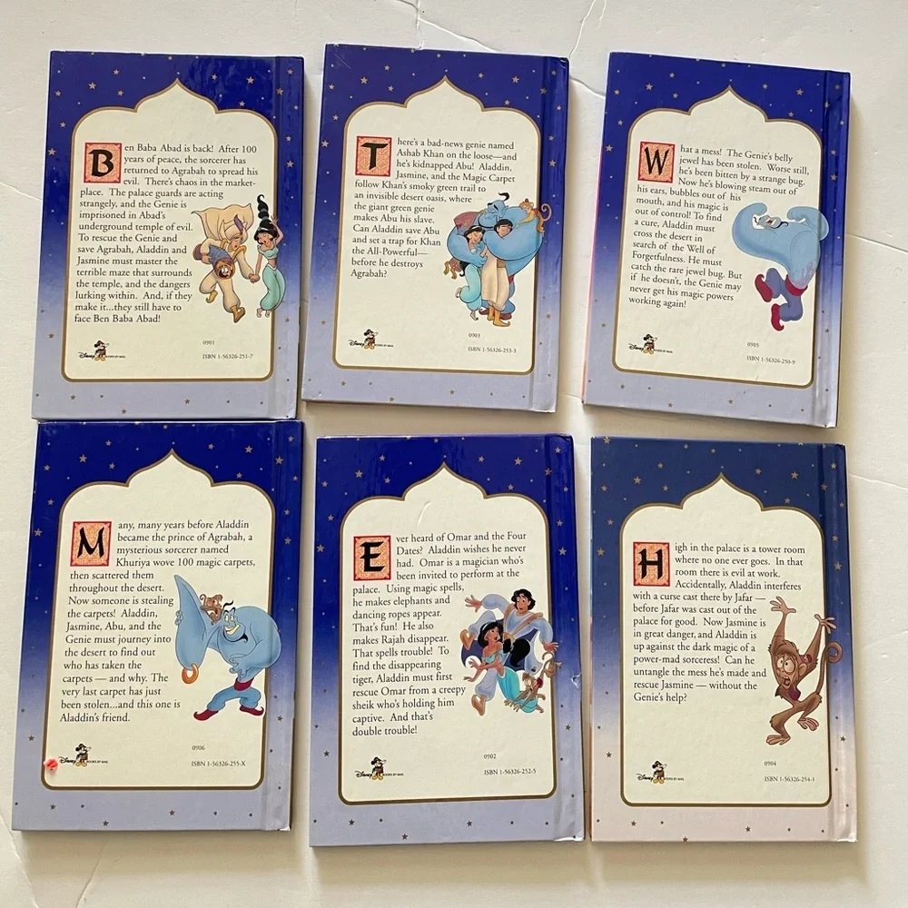 Disney's Aladdin Six Adventures Book Set 1993 Disney Hardcover Books Vintage
